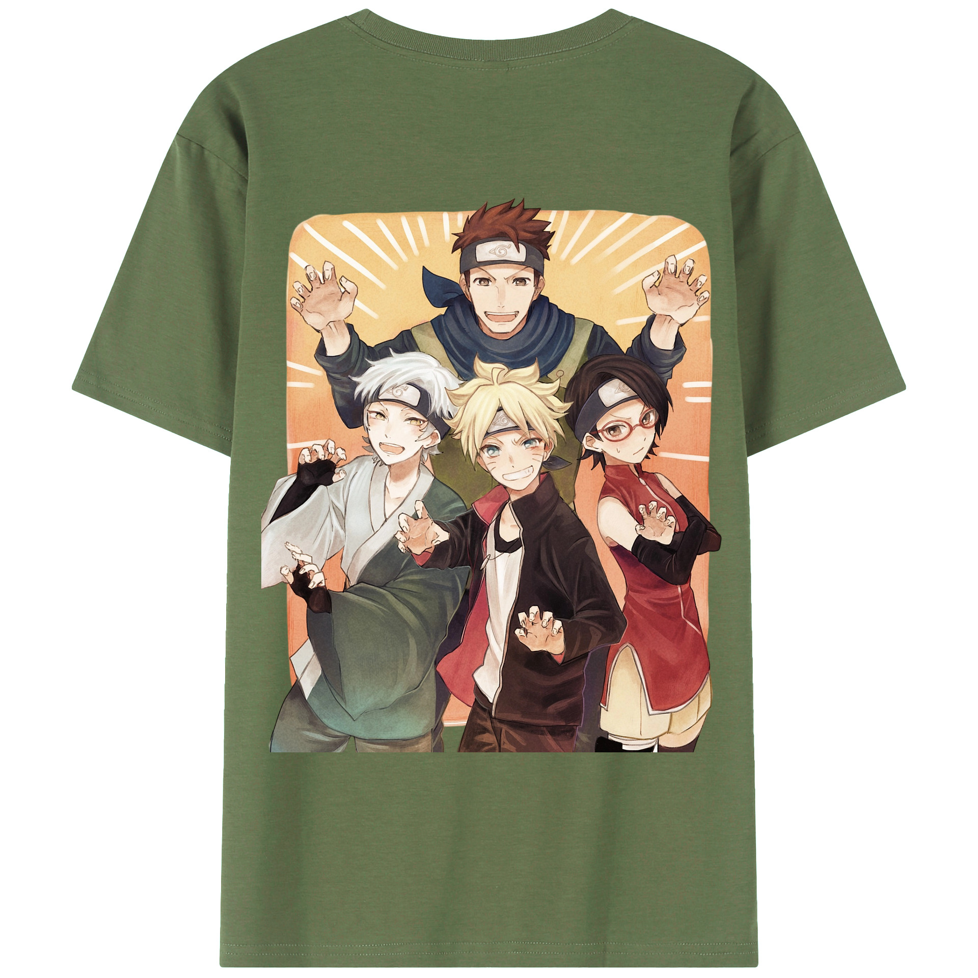 （画像用） NARUTO -ナルト- うちは サラダ Uchiha Sarada 綿100％ メンズ半袖Tシャツ（バックプリント） 通気性